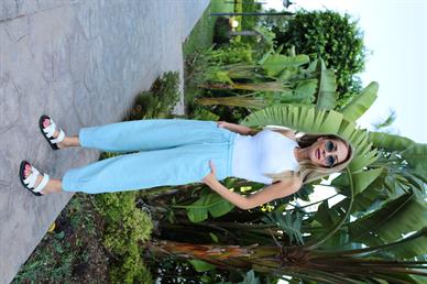 Şalvar Kesim Mavi Müslin Pantolon