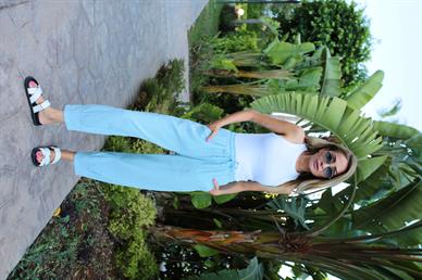 Şalvar Kesim Mavi Müslin Pantolon