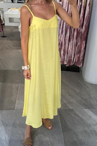 Sarı Askısı Ayarlı Boydan Elbise