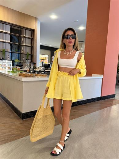 Sarı Müslün Şortlu Takım