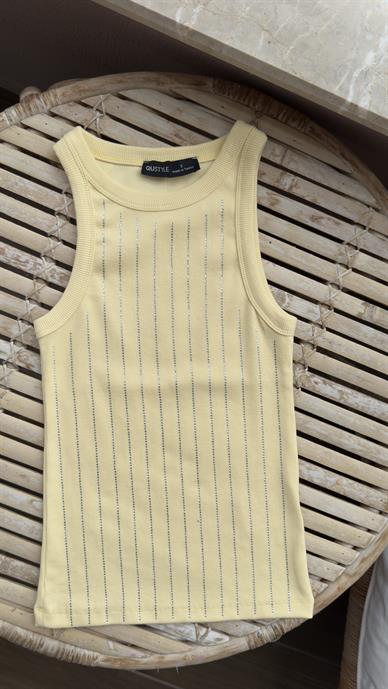 Sarı Sıralı Taşlı Fitilli Atlet