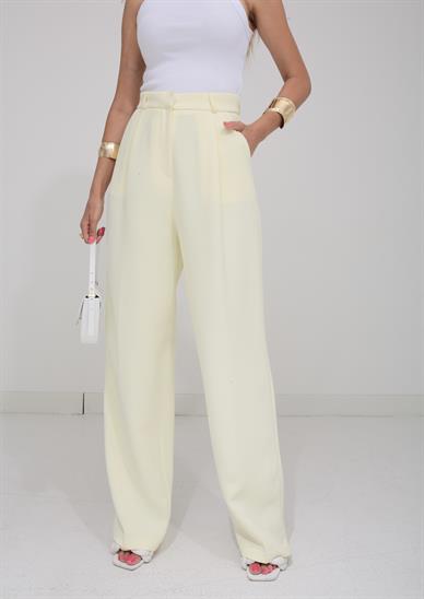 Sarı Tek Pile Palazzo Pantolon