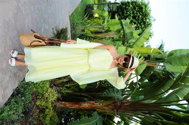 Sarı Vual Kumaş Kimonolu Üçlü Takım