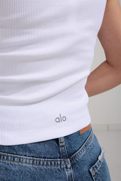 Şerit Detay İp Askılı Beyaz Atlet