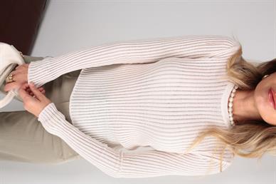 Sıfır Fitilli Transparan Ekru Triko Kazak