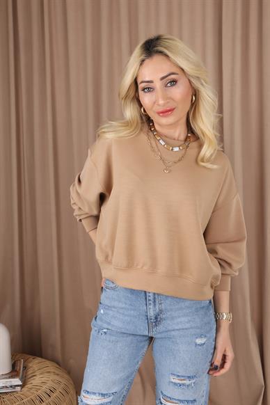 Sıfır Yaka  Camel Sweatshirt
