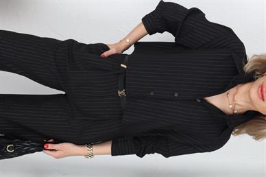 Sim Çizgili Crop Gömlekli Takım