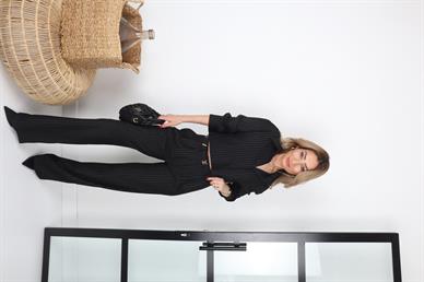 Sim Çizgili Crop Gömlekli Takım