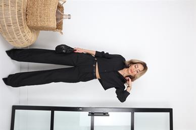 Sim Çizgili Crop Gömlekli Takım