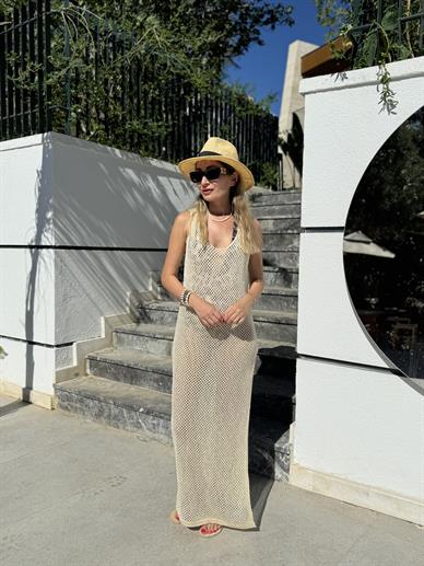 Simli Ajurlu Kolsuz Elbise