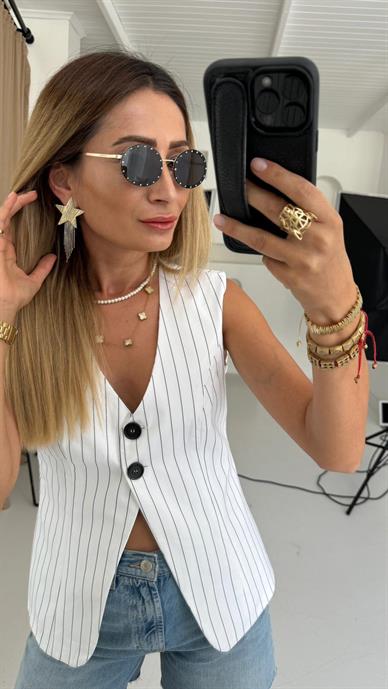 Sıralı Taşlı Siyah Oval Gözlük(8009)