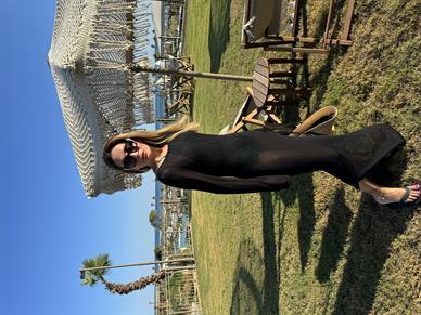 Sırtı Açık Siyah Tranparan Triko Elbise