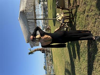 Sırtı Açık Siyah Tranparan Triko Elbise