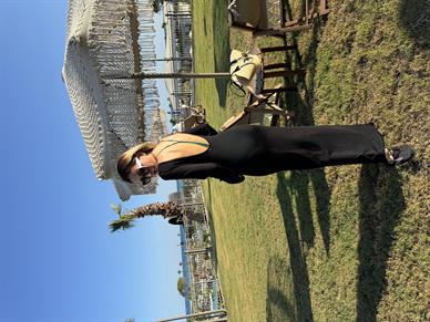 Sırtı Açık Siyah Tranparan Triko Elbise