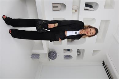 Siyah Apolet Detay Saten Takım