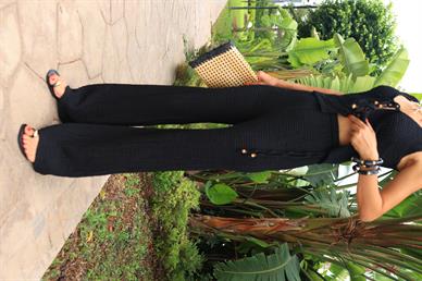 Siyah Bağcıklı Bürümcek Yelekli Takım