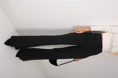 Siyah Çift Kemer Kumaş Pantolon