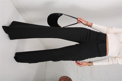 Siyah Çift Kemer Kumaş Pantolon