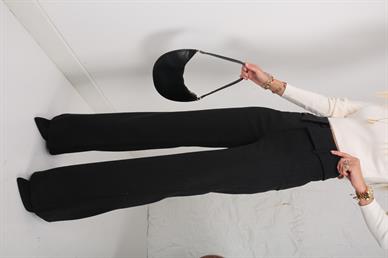 Siyah Çift Kemer Kumaş Pantolon