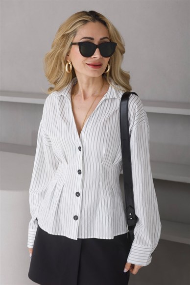 Siyah Çizgili Slim Fit Gömlek