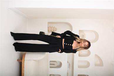 Siyah Crop Ceketli Üçlü Takım