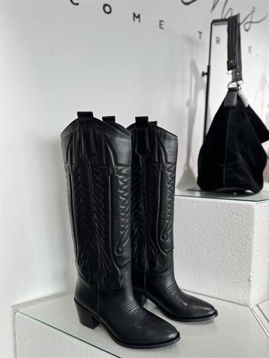 Siyah Deri  Kovboy Bot (36 cm)
