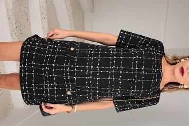 Siyah Desenli Tüvit Elbise