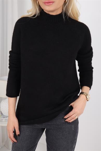 Siyah Dik Yaka Basic Kazak