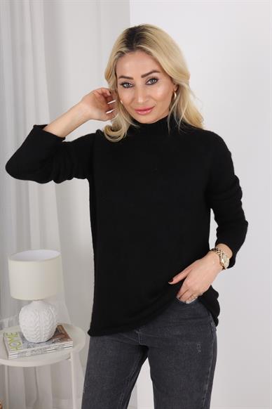 Siyah Dik Yaka Basic Kazak