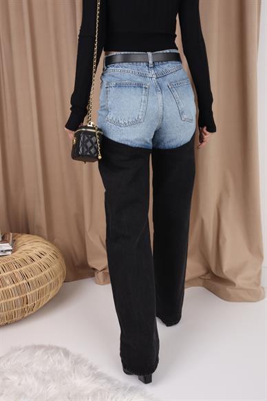 Siyah Garnili Straight Fit Jean