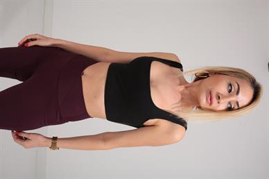 Siyah Kalın Askı Crop