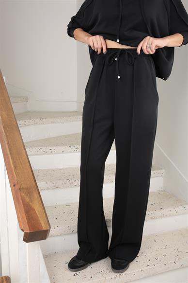 Siyah Kapişonlu Modal Kumaş Spor Takım