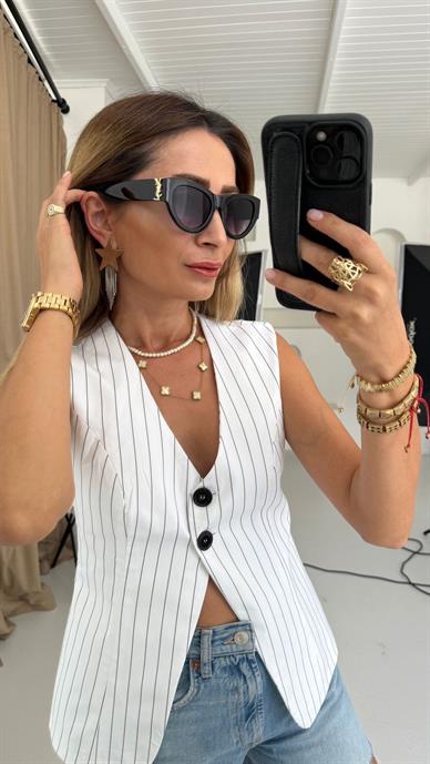 Siyah Kemik Çerçeve Kedi Gözlük(23016-140)