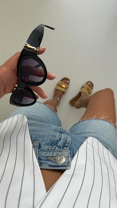 Siyah Kemik Çerçeve Kedi Gözlük(23016-140)