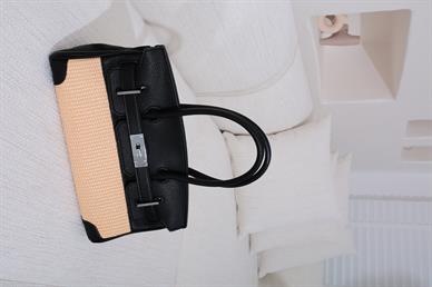 Siyah Kilitli Hasır Büyük İthal Çanta