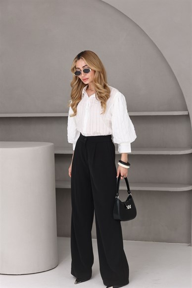 Siyah Krep Kumaş Palazzo