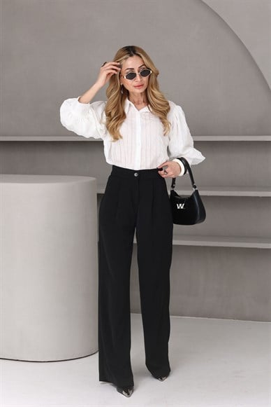 Siyah Krep Kumaş Palazzo