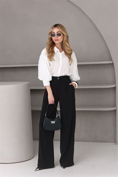 Siyah Krep Kumaş Palazzo