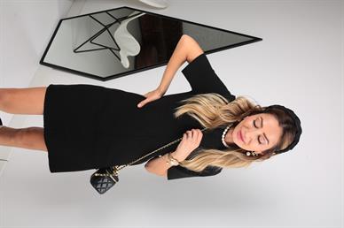 Siyah Örme Triko Elbise