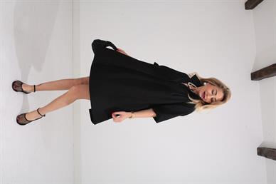 Siyah Oversize Gömlek Elbise