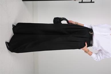 Siyah Pileli Kemerli Palazzo Pantolon