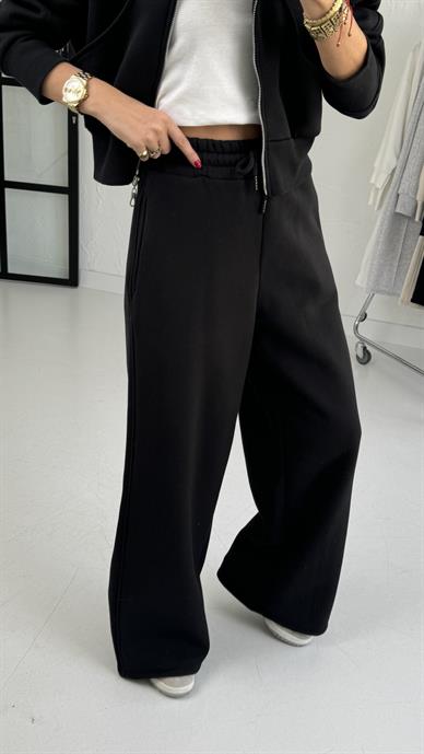 Siyah Robalı Kapişonlu Eşofman Takımı