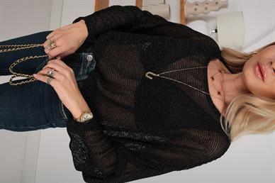 Siyah Simli File Bluz