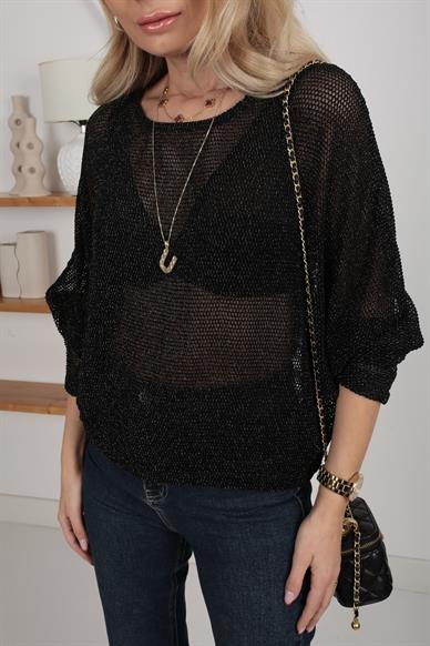 Siyah Simli File Bluz