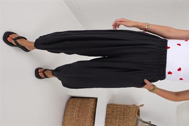 Siyah Tensel Kumaş Şalvar Pantolon