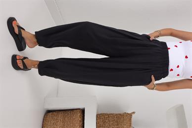 Siyah Tensel Kumaş Şalvar Pantolon