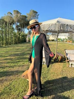 Siyah Tranparan Triko Pareo