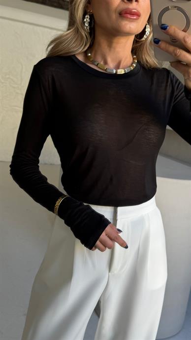 Siyah Transparan Bluz