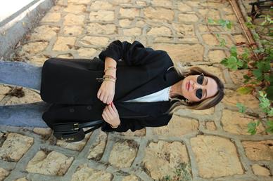 Siyah Üç Düğmeli Nubuk Blazer Ceket