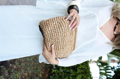 Siyah Vizon Büyük Clutch Çanta